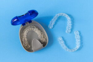An Invisalign retainer in its case.