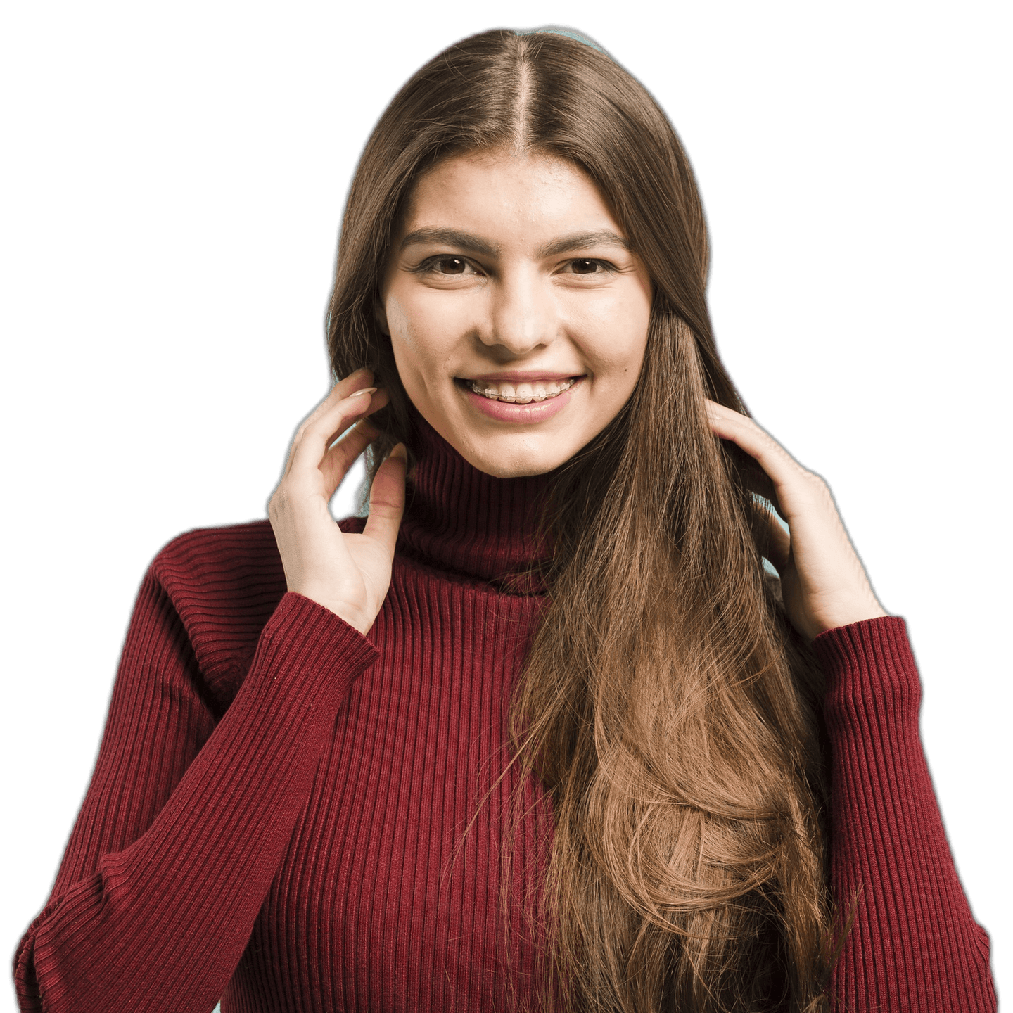 Smiling woman considering hidden InSmile braces